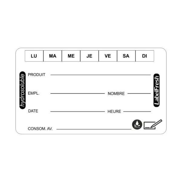 Etiquettes de Traçabilité - LabelFresh Soluble - 70 x 40 mm - Lot de 250