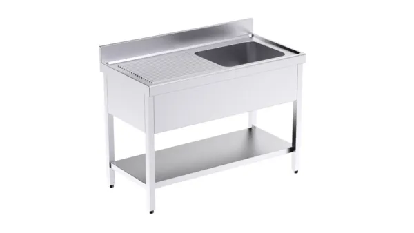 Plonge 1 Bac avec Etagère et Egouttoir à Gauche - L 1000 x P 600 mm