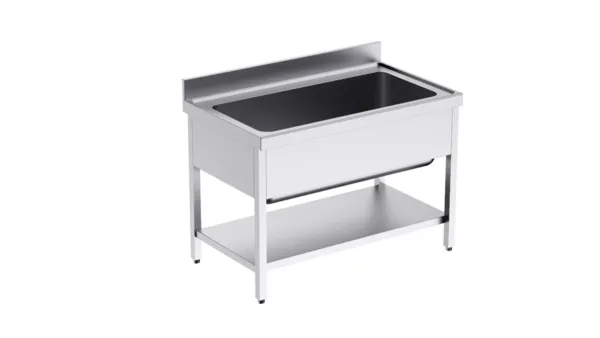 Plonge 1 Grand Bac avec Etagère - L 1400 x P 700 mm