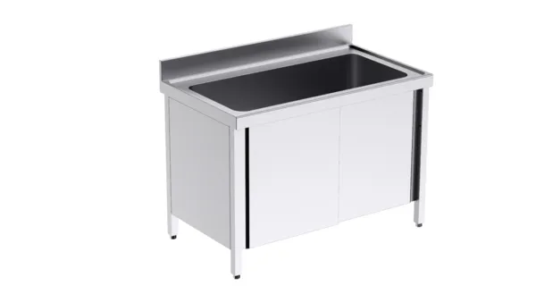 Plonge 1 Grand Bac avec Portes - L 1200 x P 700 mm