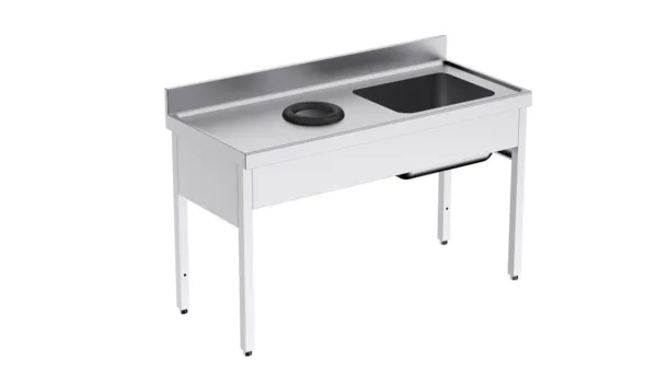 Plonge 1 Bac avec Trou Vide-Déchets à Gauche - L 1400 x P 700 mm