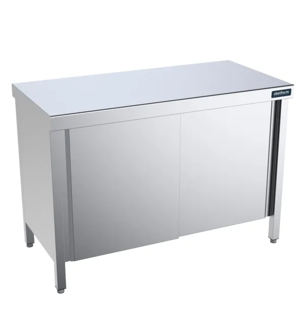 Meuble Inox Bas avec Portes Coulissantes - L 1600 x P 600 mm