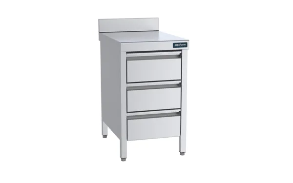 Meuble Inox Bas avec Dosseret et 3 Tiroirs - L 500 x P 700 mm