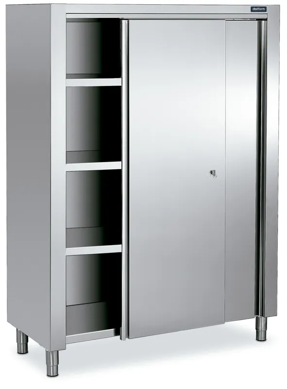 Armoire Inox Haute - 2 Portes Coulissantes 1400x600x1900