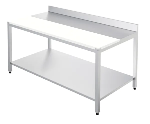 Table de Découpe avec Dosseret et Etagère - L 1000 x P 600 mm