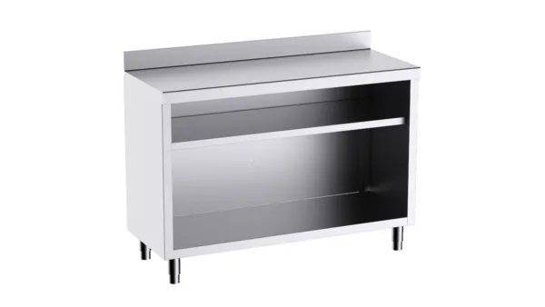 Table Comptoir avec Dosseret et 1 Etagère Intermédiaire - 1500x600x1050