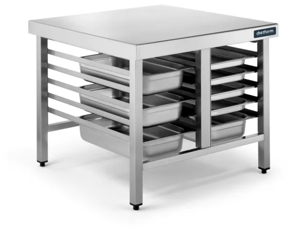 Table De Support Pour Four Avec 6 Glissières GN 1/1 Et  6 GN 2/1 - 1100X850X700