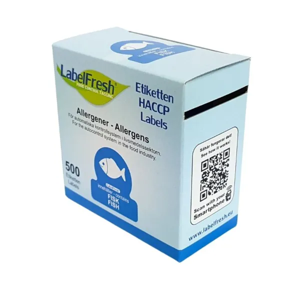 Etiquette de Traçabilité LabelFresh Allergènes Icônes - Poisson - 70 x 45 mm - Lot de 500