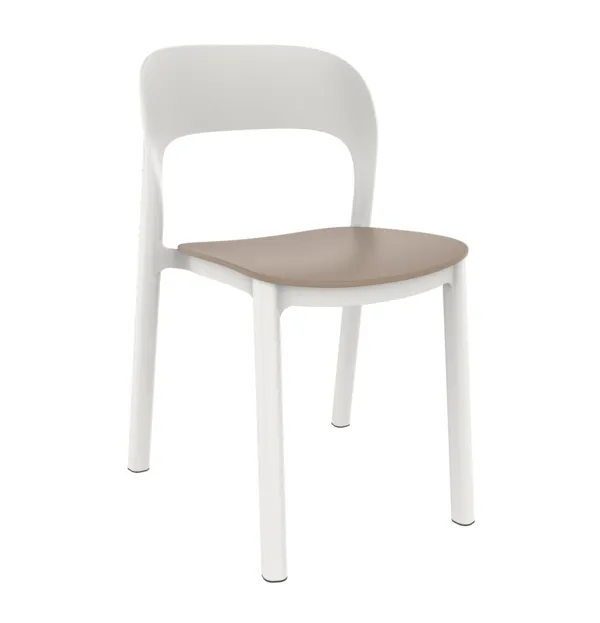 Chaise Ona à Assise Sable - Blanc - Lot de 4