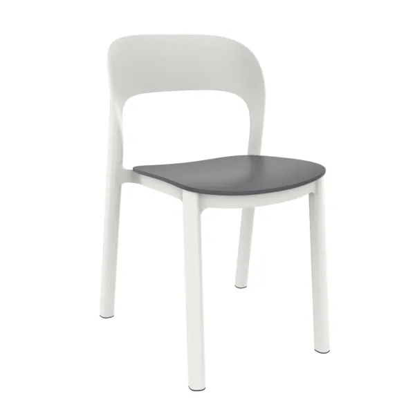 Chaise Ona à Assise Gris Foncé - Blanc - Lot de 4