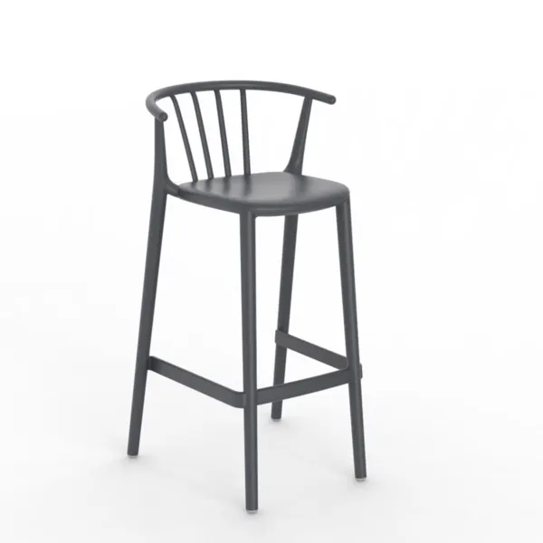 Tabouret Haut Woody - Gris Foncé - Lot de 4