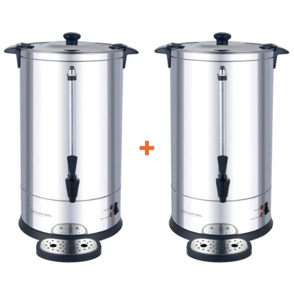 Pack de 2 Percolateurs à Café 7 L 950 W 48 Tasses, Inox, Filtre Permanent, Robinet de Service
