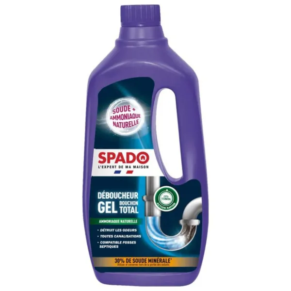 Gel Déboucheur Cuisine et Salle de Bain Spécial Bouchon Total - 1 L