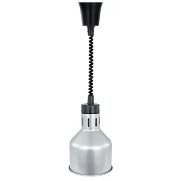 Lampe Chauffante Professionnelle 250 W Ø 175 mm avec Ampoule, Cordon Rétractable, Aspect Inox, Buffet