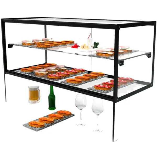 Vitrine Neutre - NEUTRE Présentoirs Zeppelin - avec étagères et glissières pour assiettes - sans LED - L 920 mm