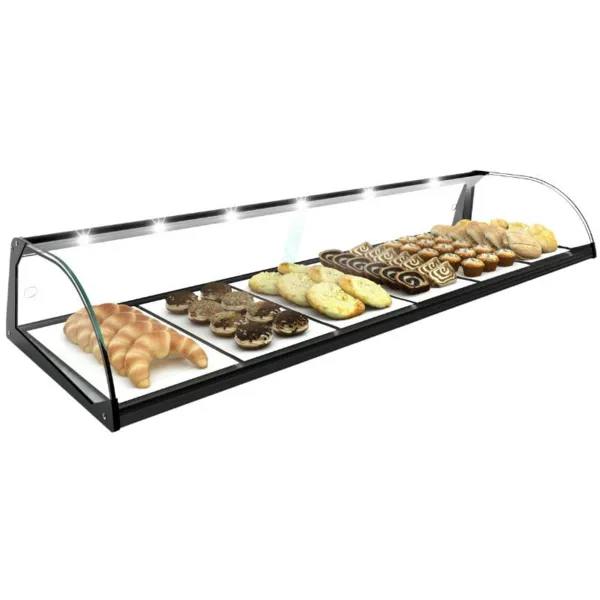 Vitrine Neutre - NEUTRE Présentoirs en Verre Courbé avec LED - L 1190 mm