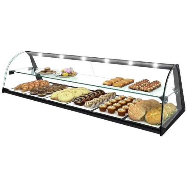 Vitrine Neutre - NEUTRE Présentoirs en Verre Incourvé avec Étagères et LED - L 1190 mm