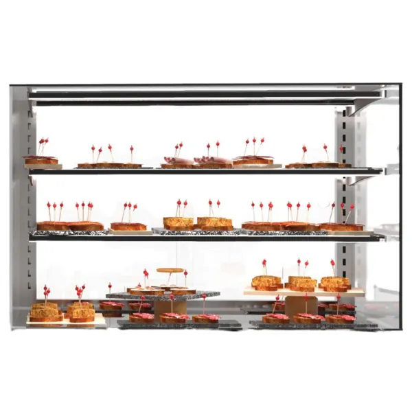 Vitrine Neutre - VISION Présentoirs avec Double LED et Étagères - L 1000 mm