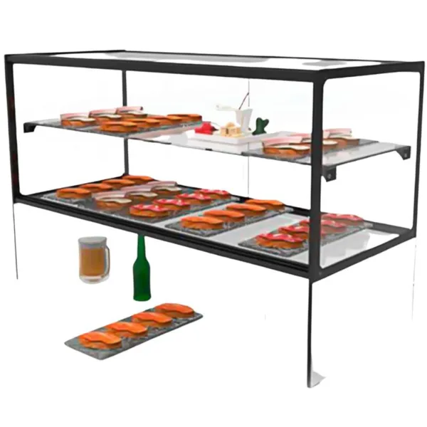 Vitrine Neutre - NEUTRE Présentoirs Zeppelin - avec étagères et glissières pour assiettes - avec LED - L 920 mm