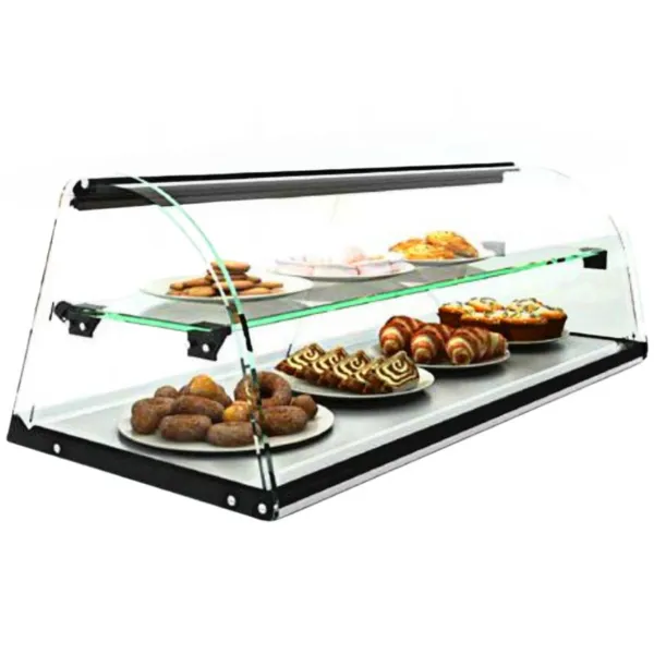 Vitrine Neutre - NEUTRE Présentoirs en Verre Incourvé avec Étagères et sans LED - L 840 mm