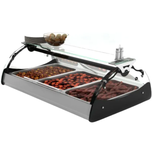 Vitrine Chaude à Poser Libre Service - MAXISELF Bain Marie - GN 1/1 - avec etagère - L 690 mm