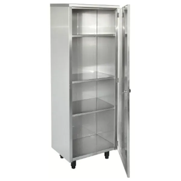 Armoire Inox Haute à Porte Battante - 3 Étagères