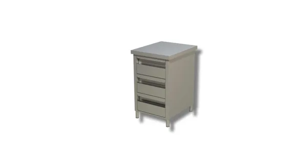 Meuble Inox 3 Tiroirs - L 500 x P 700 mm