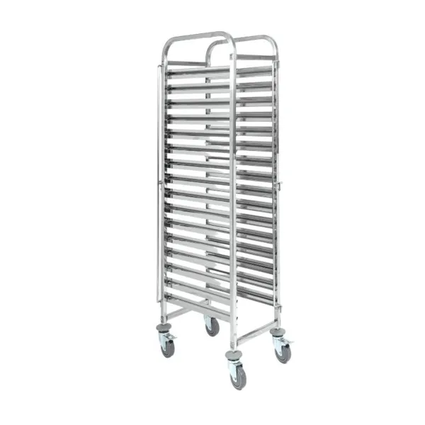 Échelle Pâtissière Inox 16 Niveaux 600 x 400 mm sur Roulettes - Chariot Porte-Plateaux Pro