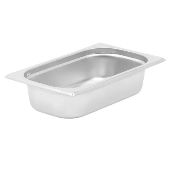 Bac Gastro GN 1/4 Inox 265 x 160 mm Profondeur 65 mm 1,8 L, Compatible Lave-Vaisselle, Bain-Marie, Vitrine
