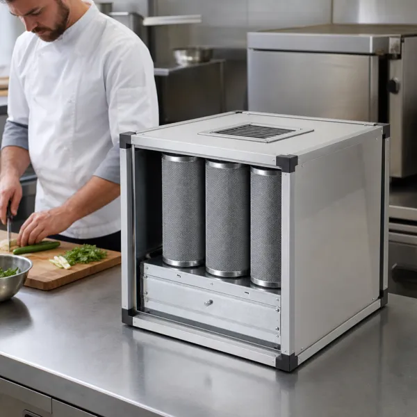Groupe Filtrant 2500 m³/h Inox AISI 304 — 9 Filtres Charbon Actif + Préfiltres G4, Caisson 700 mm