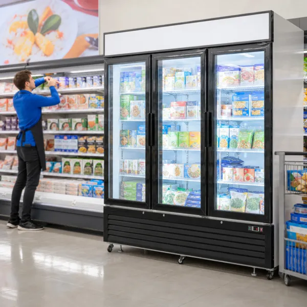 Vitrine Réfrigérée Négative 2050 L 3 Portes Vitrées 1200 W, -22/-14 °C, Froid Ventilé, LED, R290