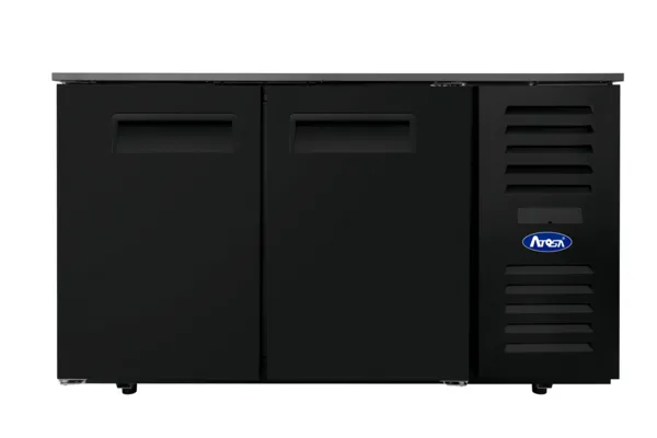 Arrière-Bar Réfrigéré 281 L 2 Portes Pleines Noir, Froid Ventilé +2/+8 °C, Thermostat Numérique